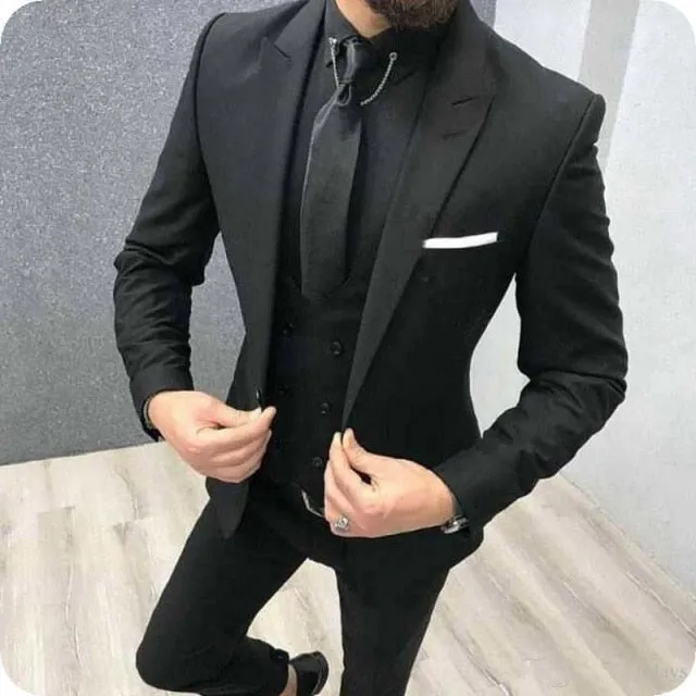 Aidase Three Piece Royal Blue Men Suits Peaked Lapel Custom Made Wedding Tuxedos Slim Fit Male Suits (Jacket   Pants   Vest)