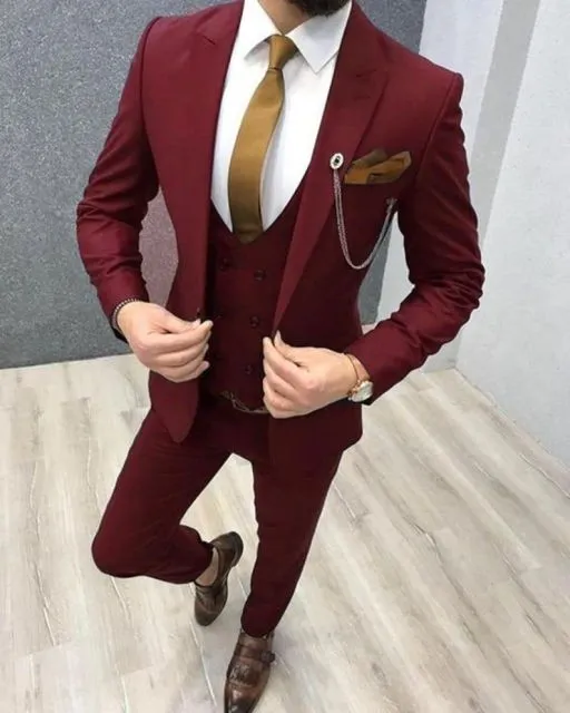 Aidase Three Piece Royal Blue Men Suits Peaked Lapel Custom Made Wedding Tuxedos Slim Fit Male Suits (Jacket   Pants   Vest)