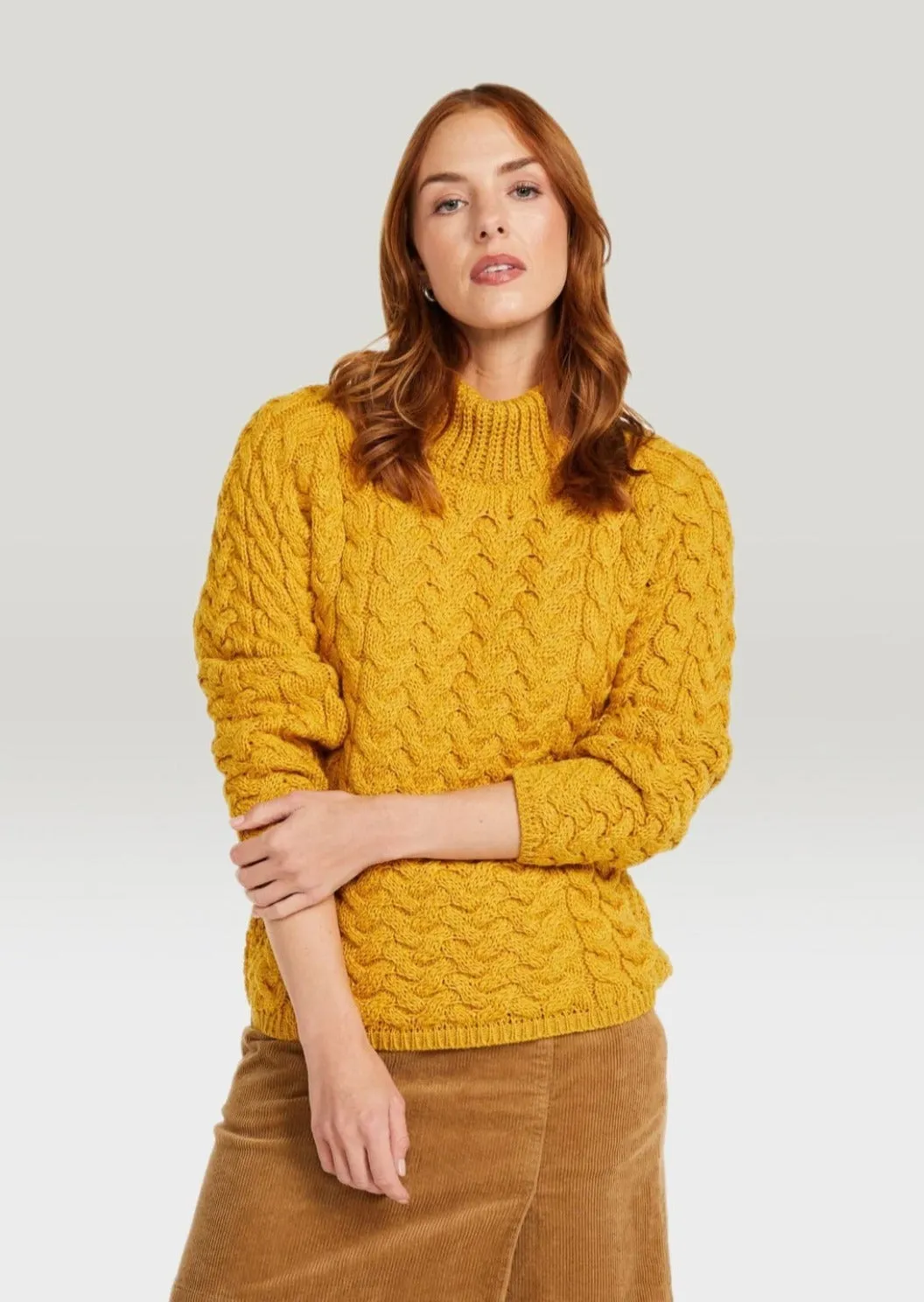 Aran Crew Neck Sweater | Sunflower