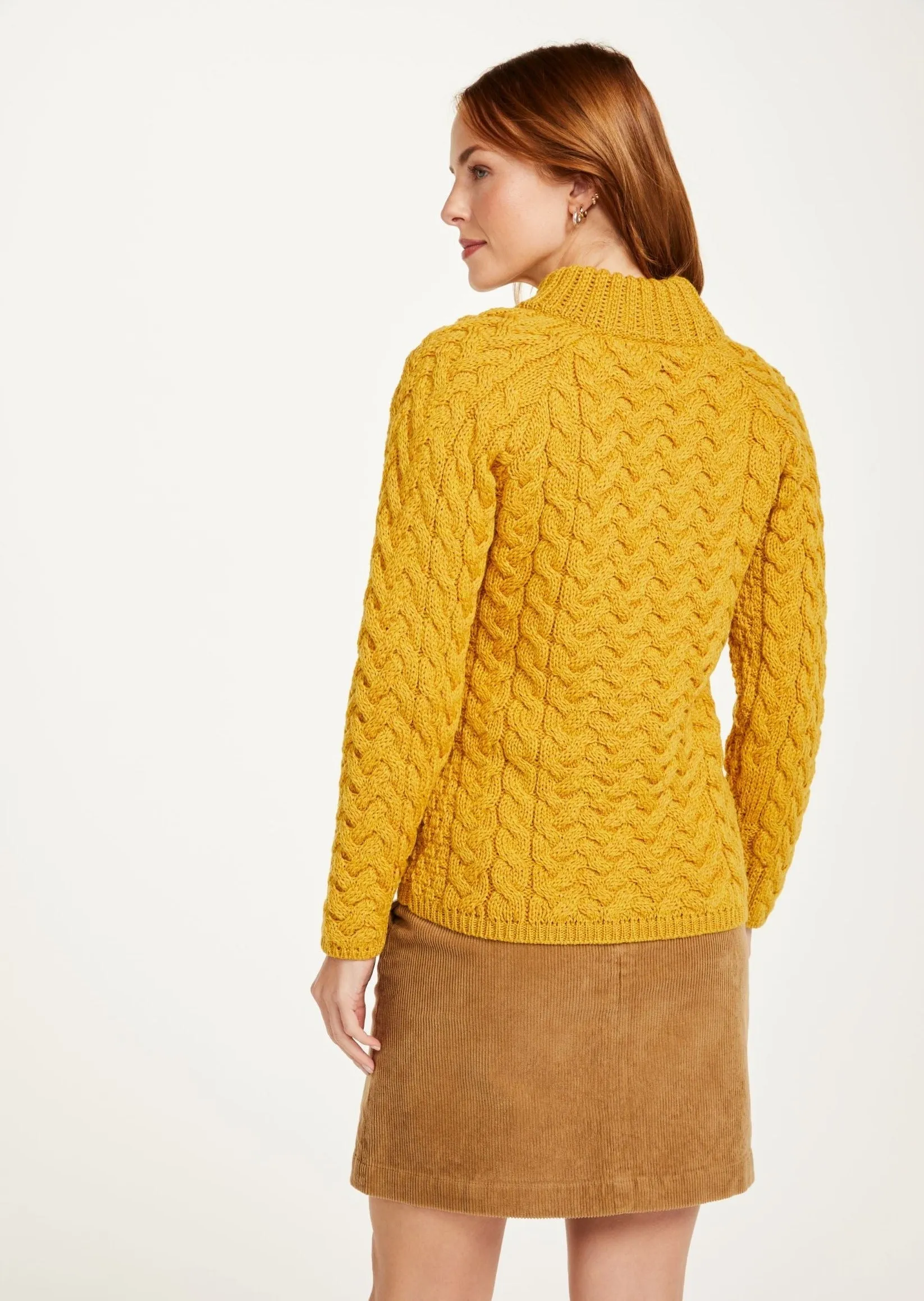 Aran Crew Neck Sweater | Sunflower