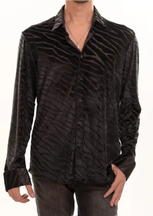 Black Cracked Velvet Shirt