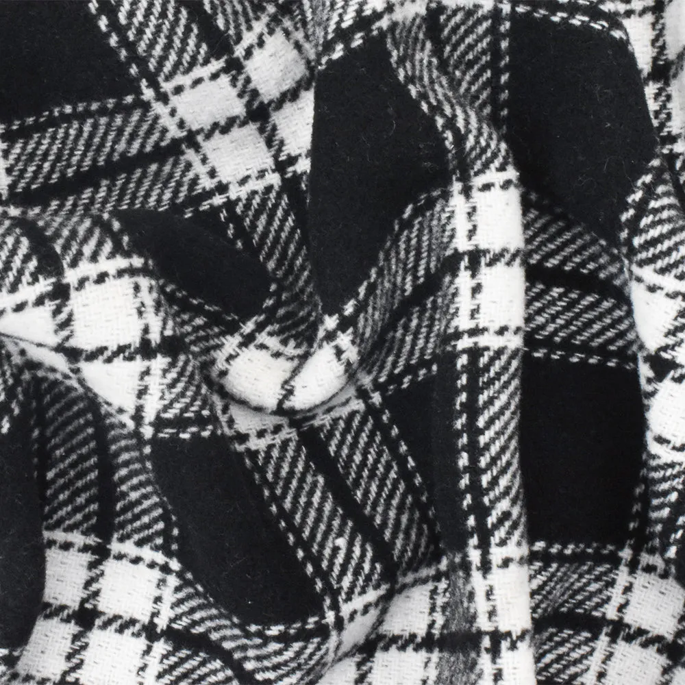 Black-White Famous Designer Poly Blend Double Face Plaid Woven Fabric