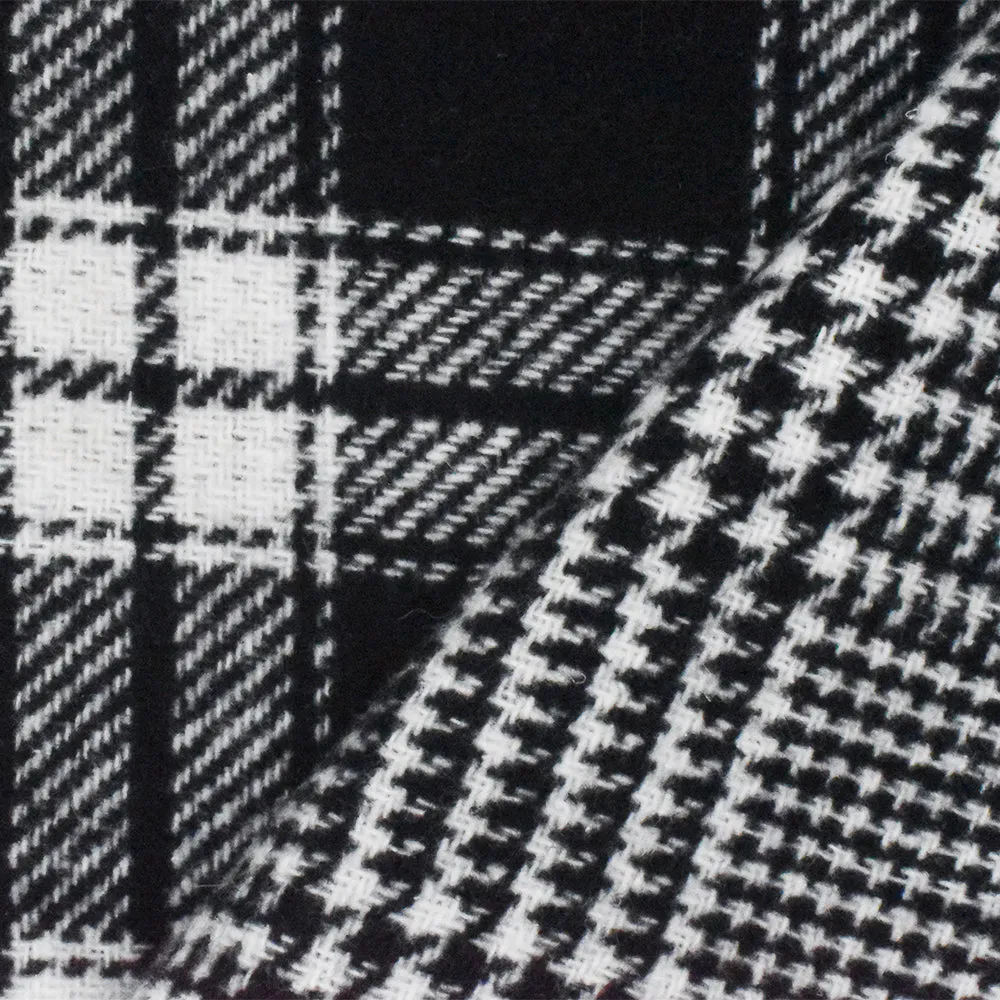 Black-White Famous Designer Poly Blend Double Face Plaid Woven Fabric