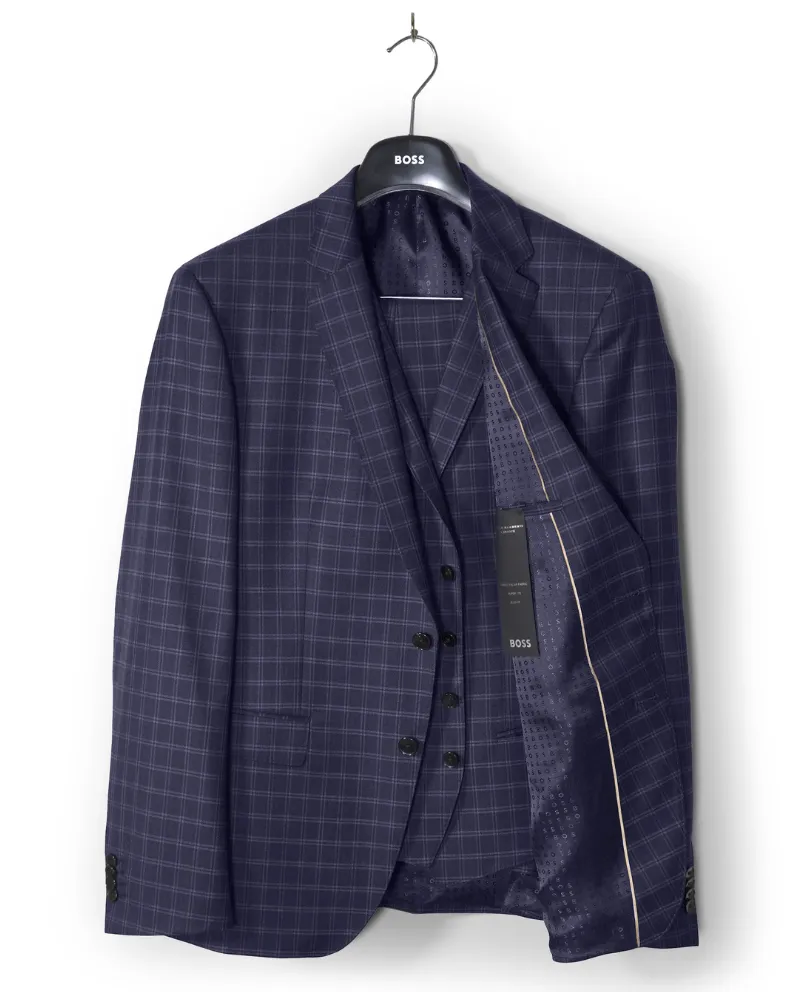 Boss 3 Piece Suit - H-Huge - Blue Check