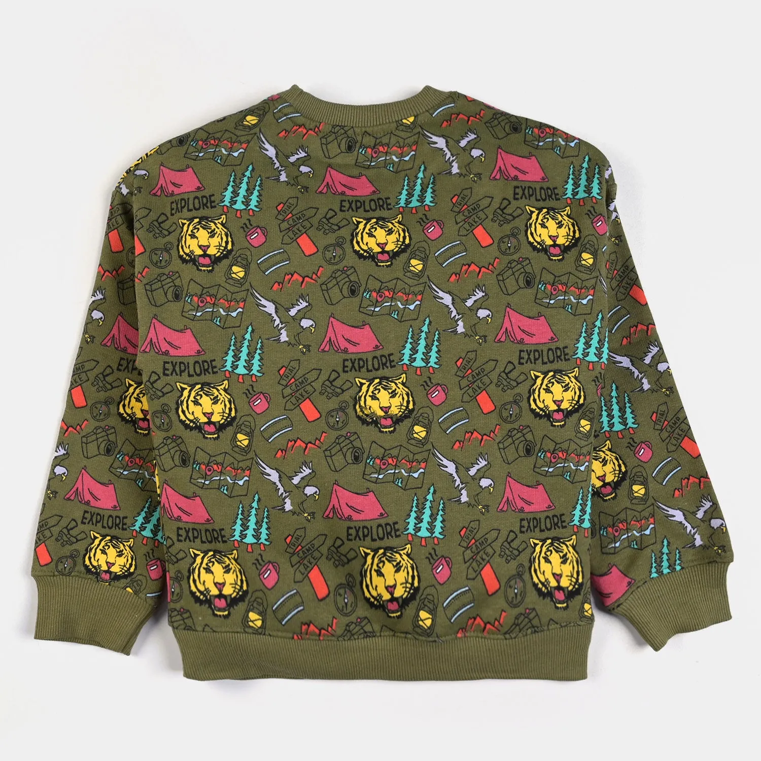 Boys Fleece Sweatshirt Lake Camp-C.Olive