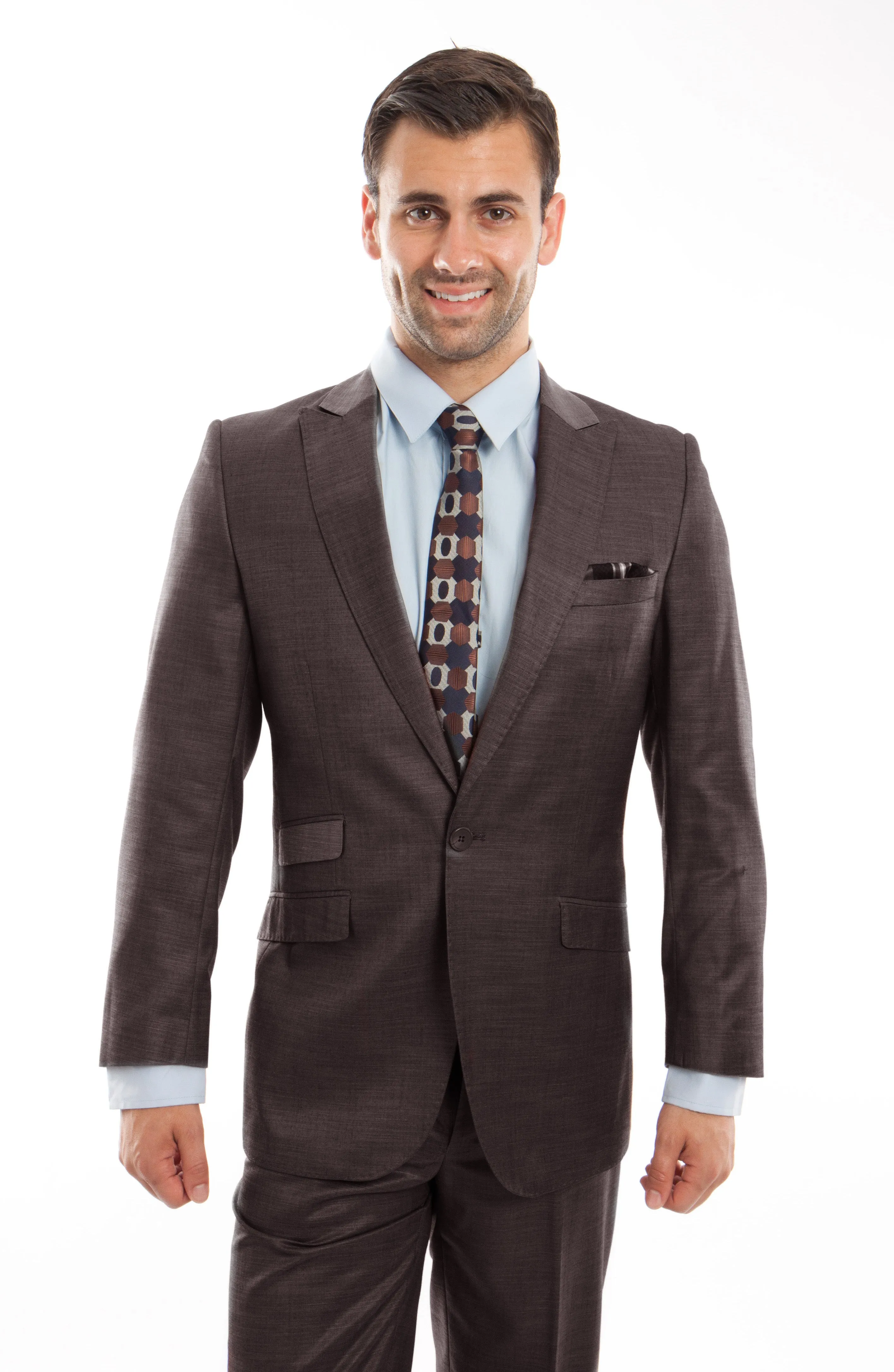 Brown 2-PC Slim Fit Performance Stretch Suits