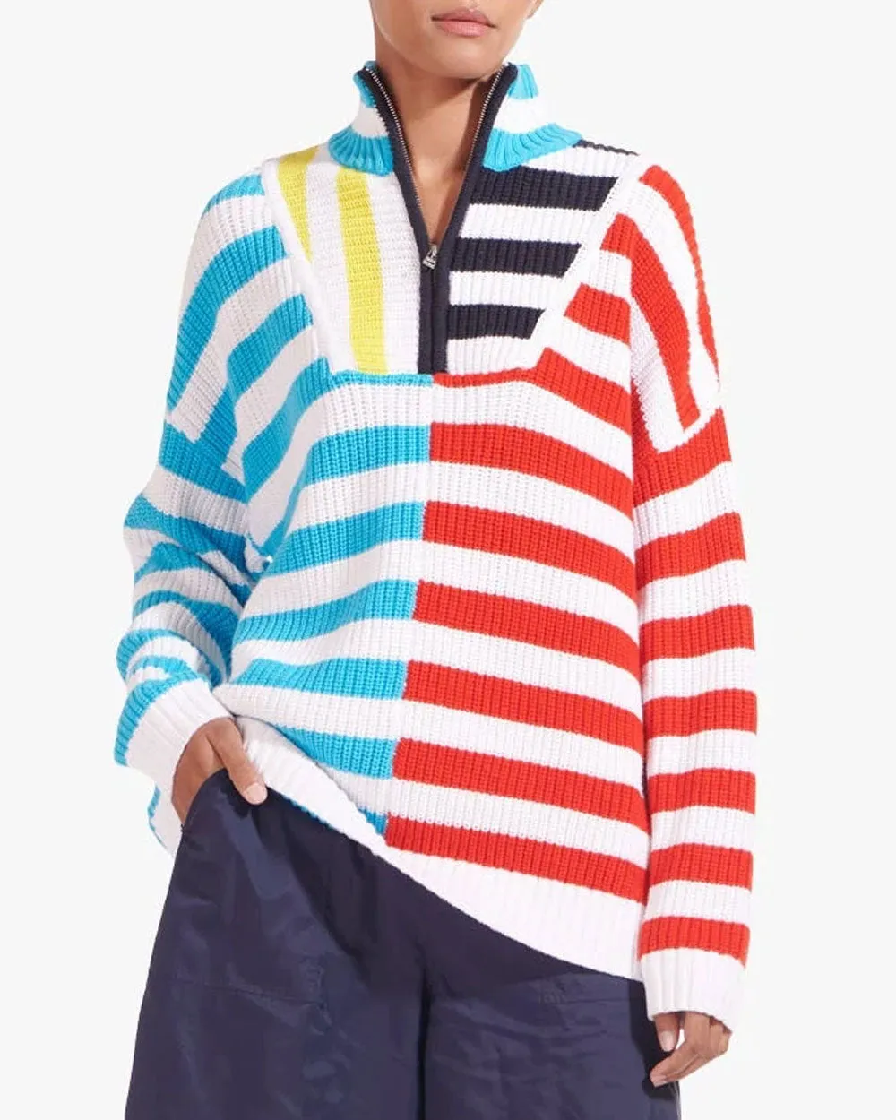 Captain Stripe Knit Hampton Quarter Zip Sweater