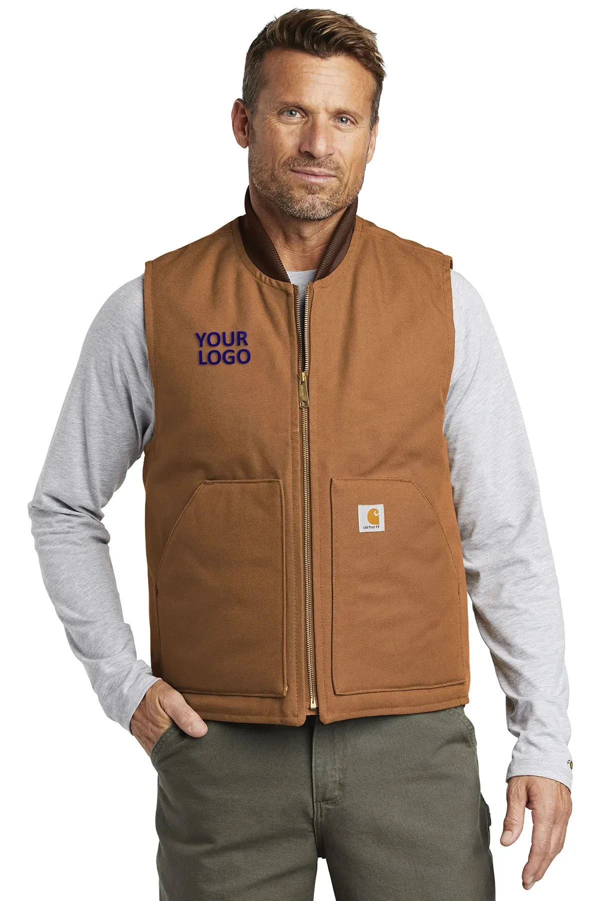 Carhartt Duck Customized Vests, Carhartt Brown