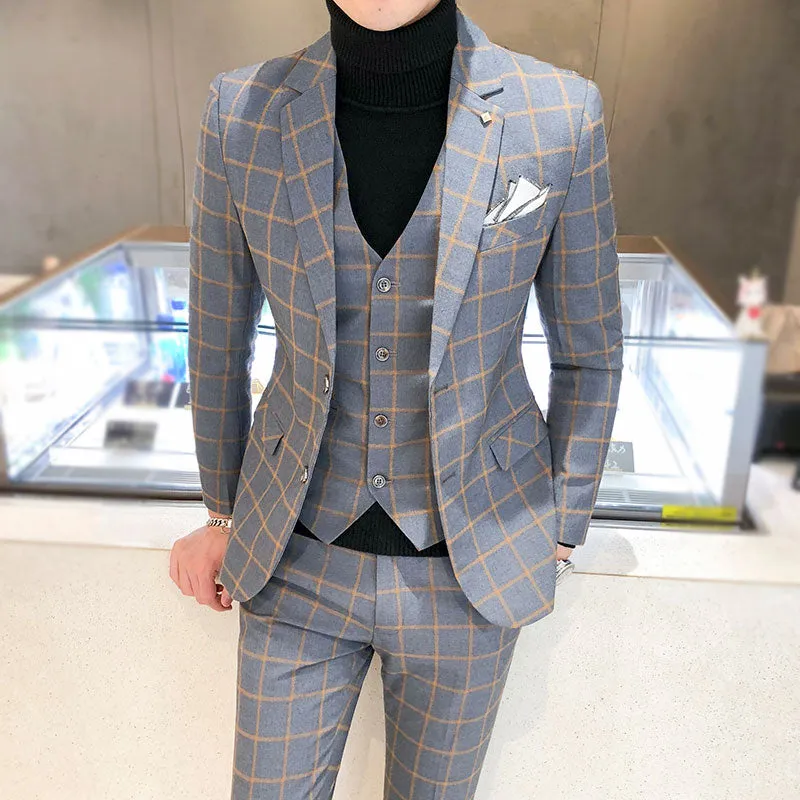 Classic Gents Formal Plaid Suit