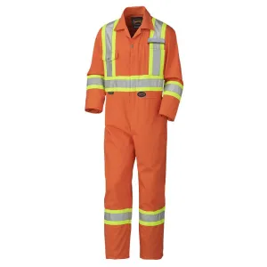 Coveralls - Pioneer Hi-Viz Orange Industrail Wash Poly/Cotton Coverall, 5513 / 5513T