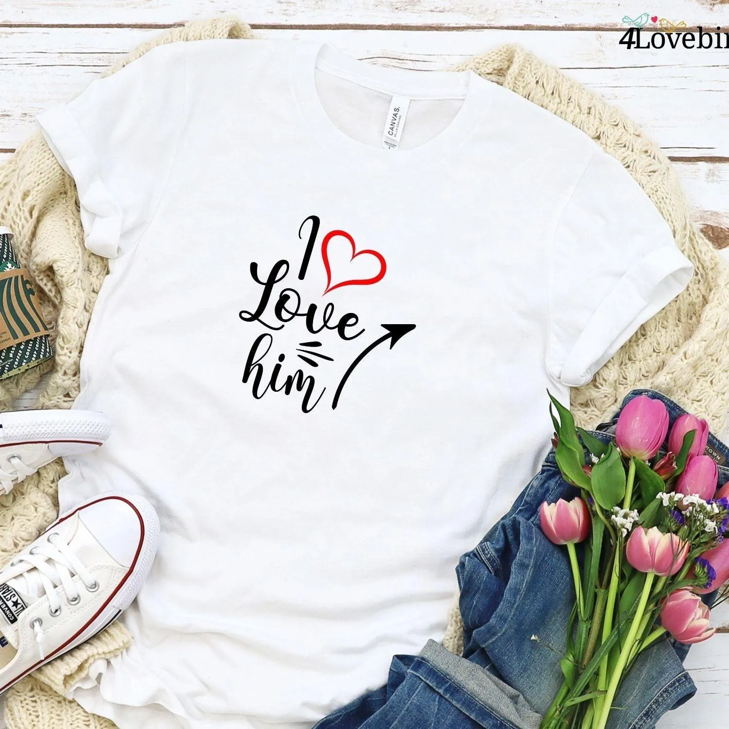 Cute Couples' Matching Outfits: Adorable I Love Him/Her Valentine Set, Ideal Gift