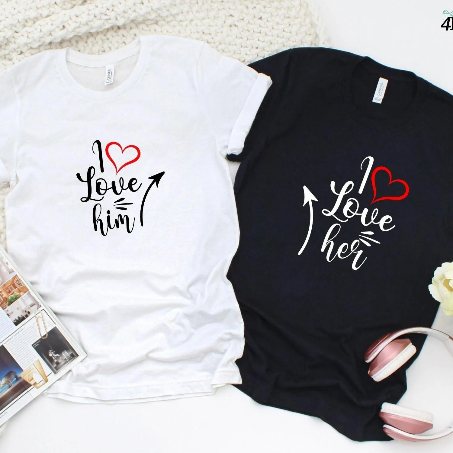 Cute Couples' Matching Outfits: Adorable I Love Him/Her Valentine Set, Ideal Gift