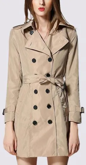 Double-Breasted Lightweight Trench Coat in Apricot