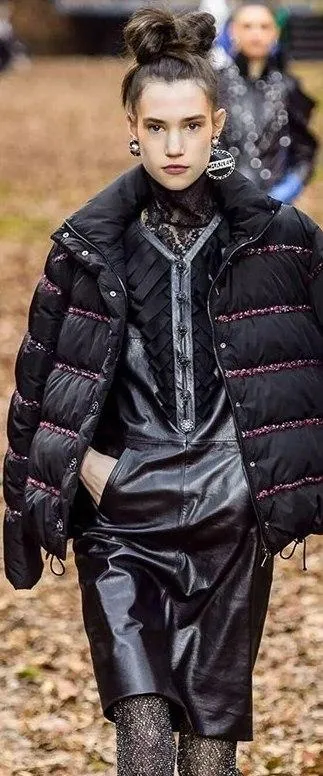 Embroidered-Trim Puffer Jacket, Black