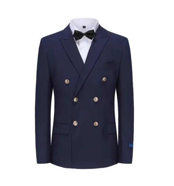 Gino Vitale Slim Fit Double Breasted Two Piece Suit - Navy