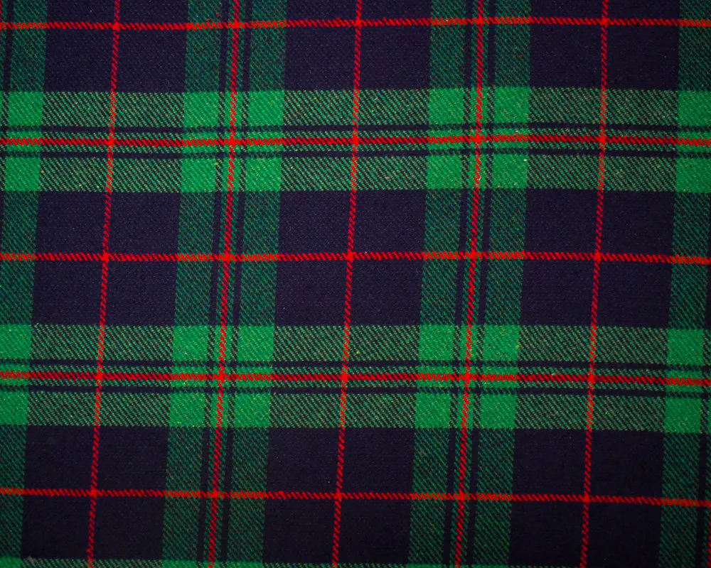 Green-Multi Poly-Wool Single Sided Brushed Plaid Twill Jacketing Fabric