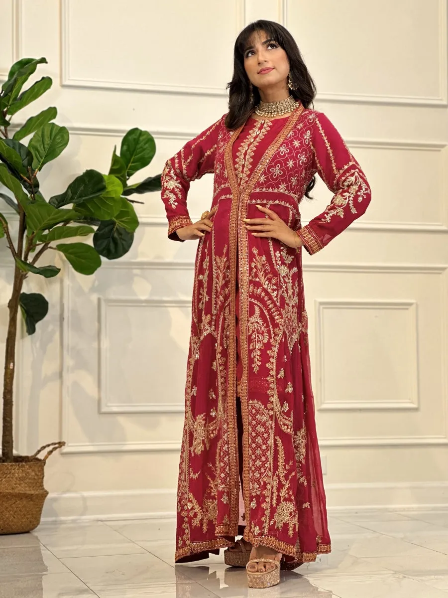 Hot Pink & Gold 3pc Luxury Pret Suit