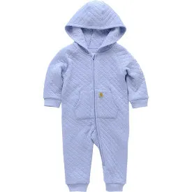 Infant Long Sleeve Quilted Jersey Zip Front Hooded Coverall - Pale Iris