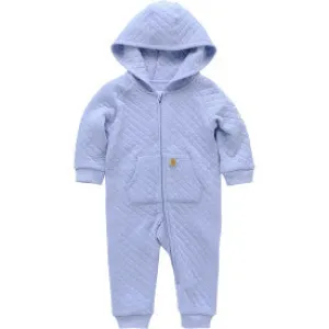 Infant Long Sleeve Quilted Jersey Zip Front Hooded Coverall - Pale Iris