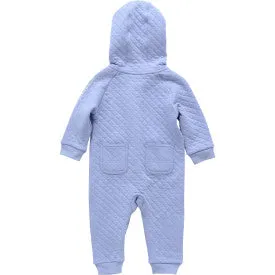 Infant Long Sleeve Quilted Jersey Zip Front Hooded Coverall - Pale Iris