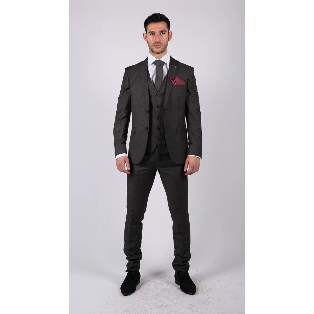 Mens Dark Grey Charcoal 3 Piece Suit Classic Stitch Wedding Summer Prom Classic