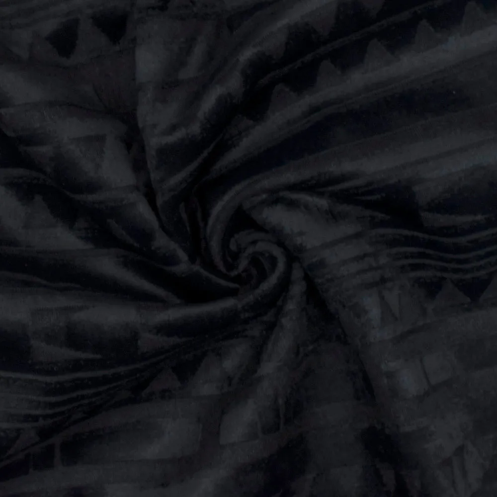 Mystical Black-Black Aztec Velvet Burnout Bonded Fabric