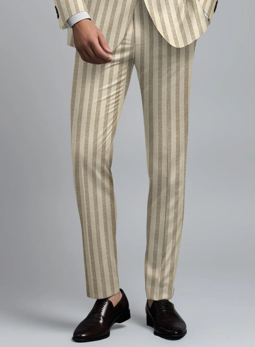 Noble Cream Stripe Wool Silk Linen Suit