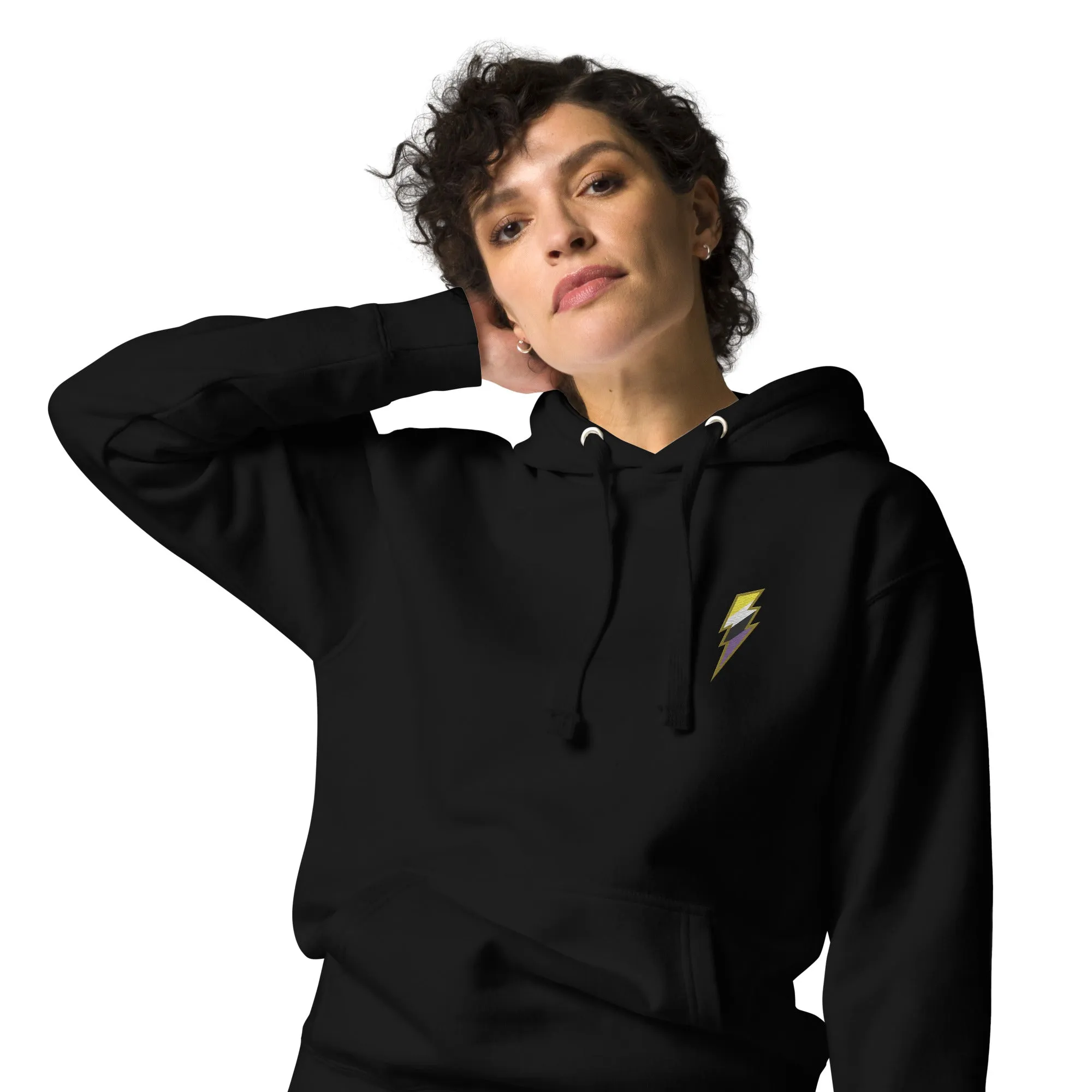 Non-Binary Pride Lightning Embroidered Hoodie