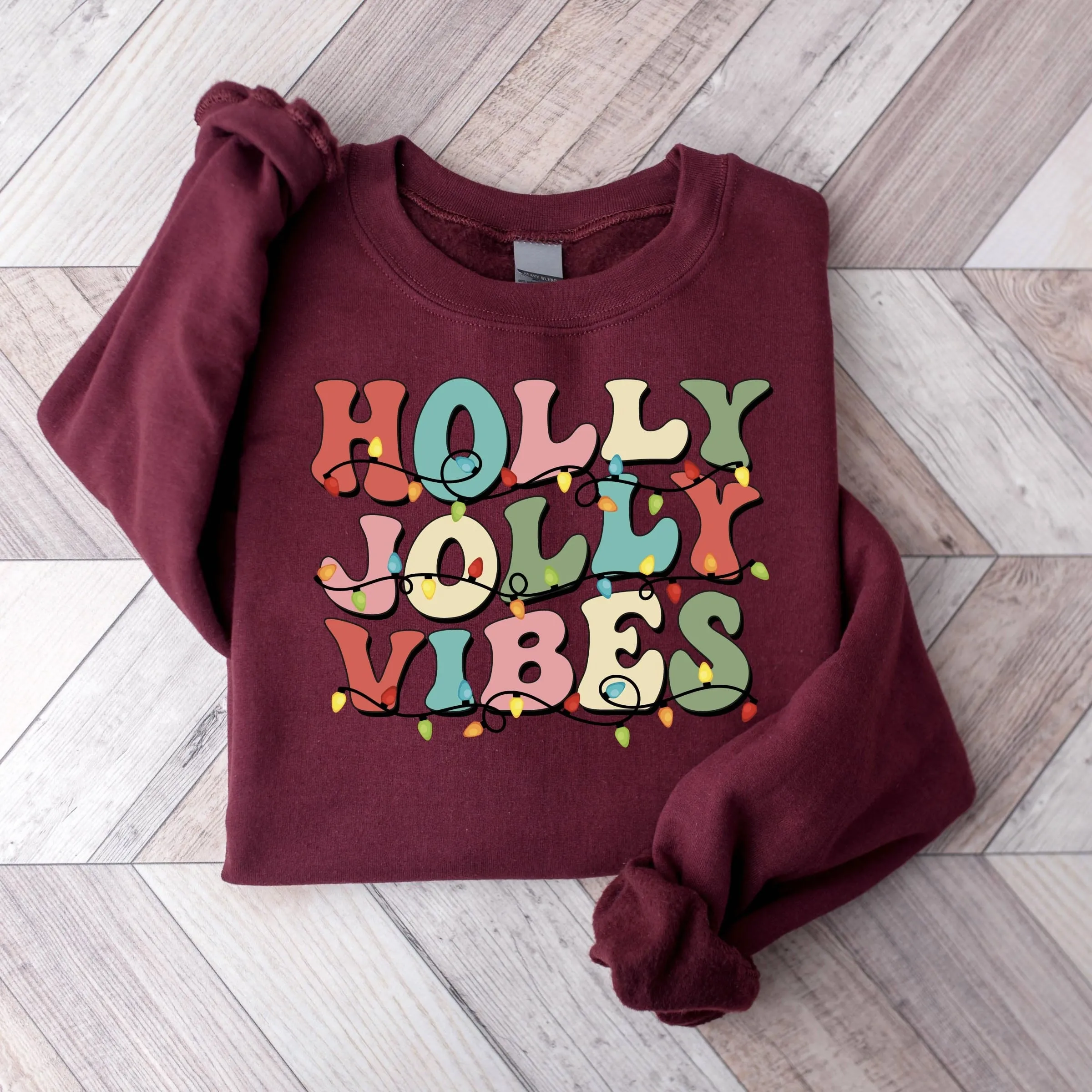 "Holly Jolly Vibes" Christmas Sweatshirt – Personalized Festive Holiday Design