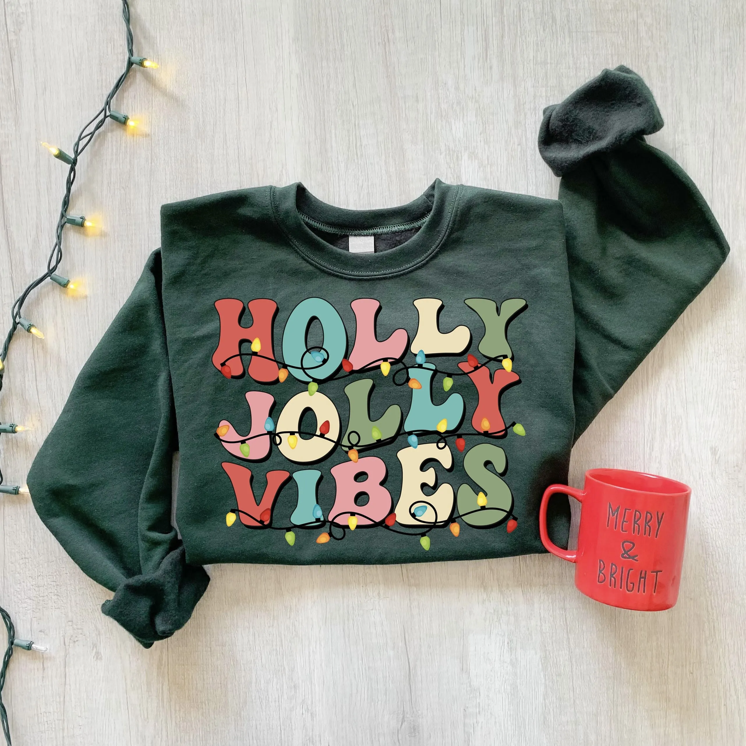 "Holly Jolly Vibes" Christmas Sweatshirt – Personalized Festive Holiday Design