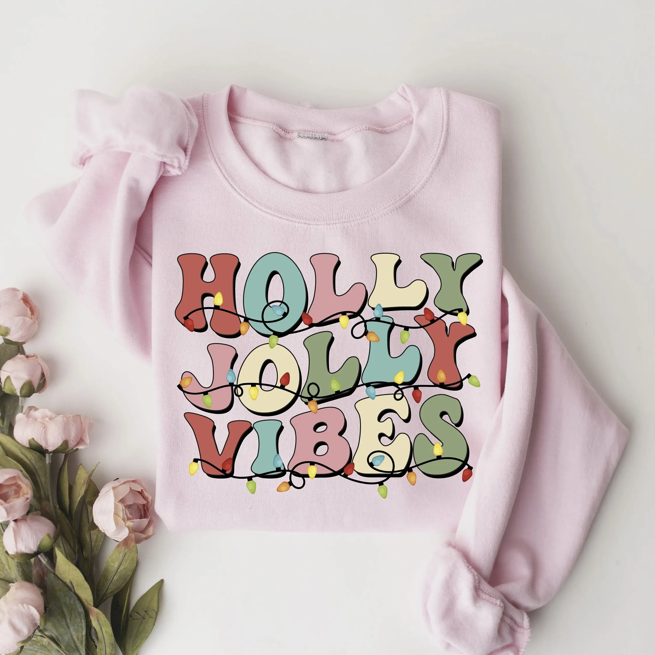 "Holly Jolly Vibes" Christmas Sweatshirt – Personalized Festive Holiday Design