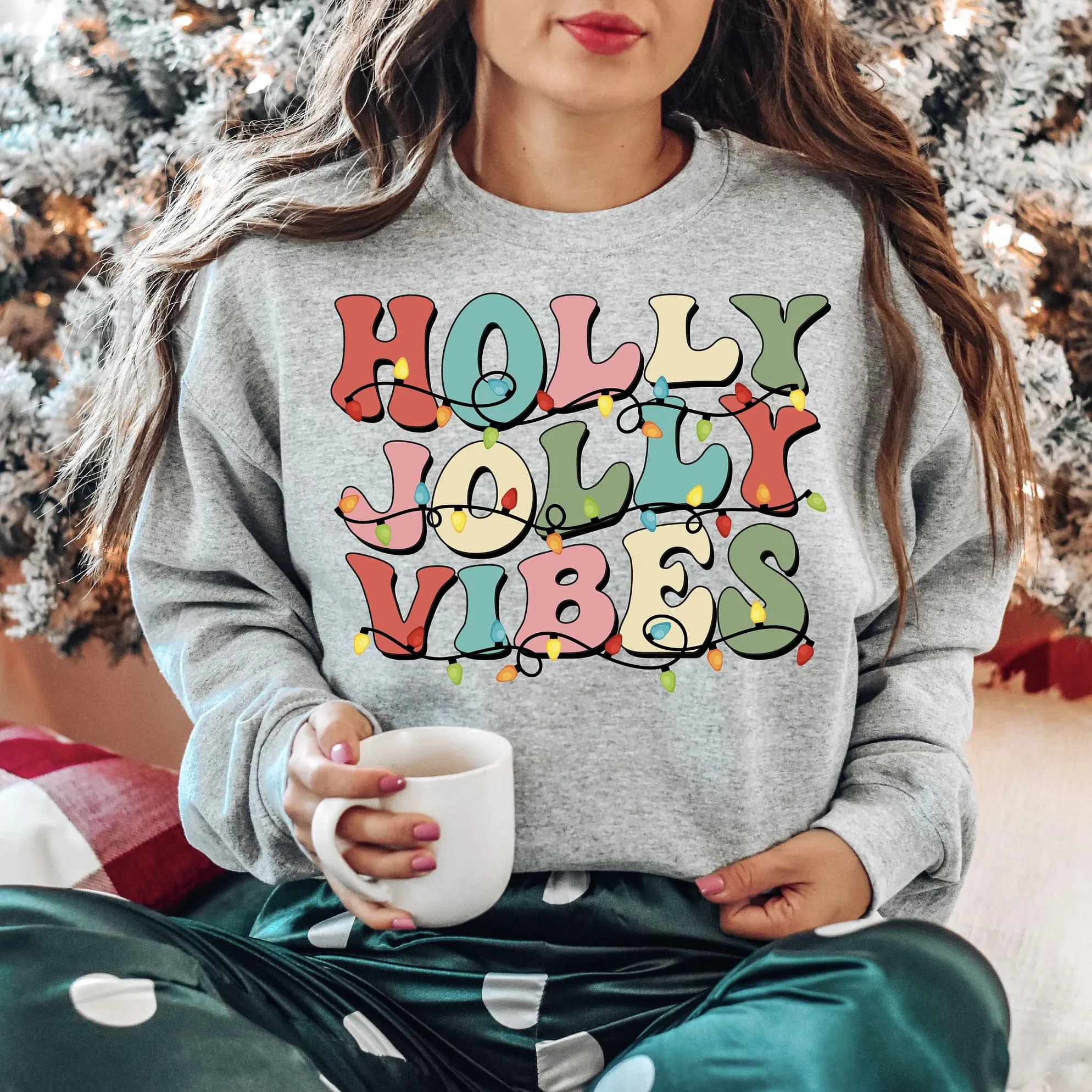 "Holly Jolly Vibes" Christmas Sweatshirt – Personalized Festive Holiday Design