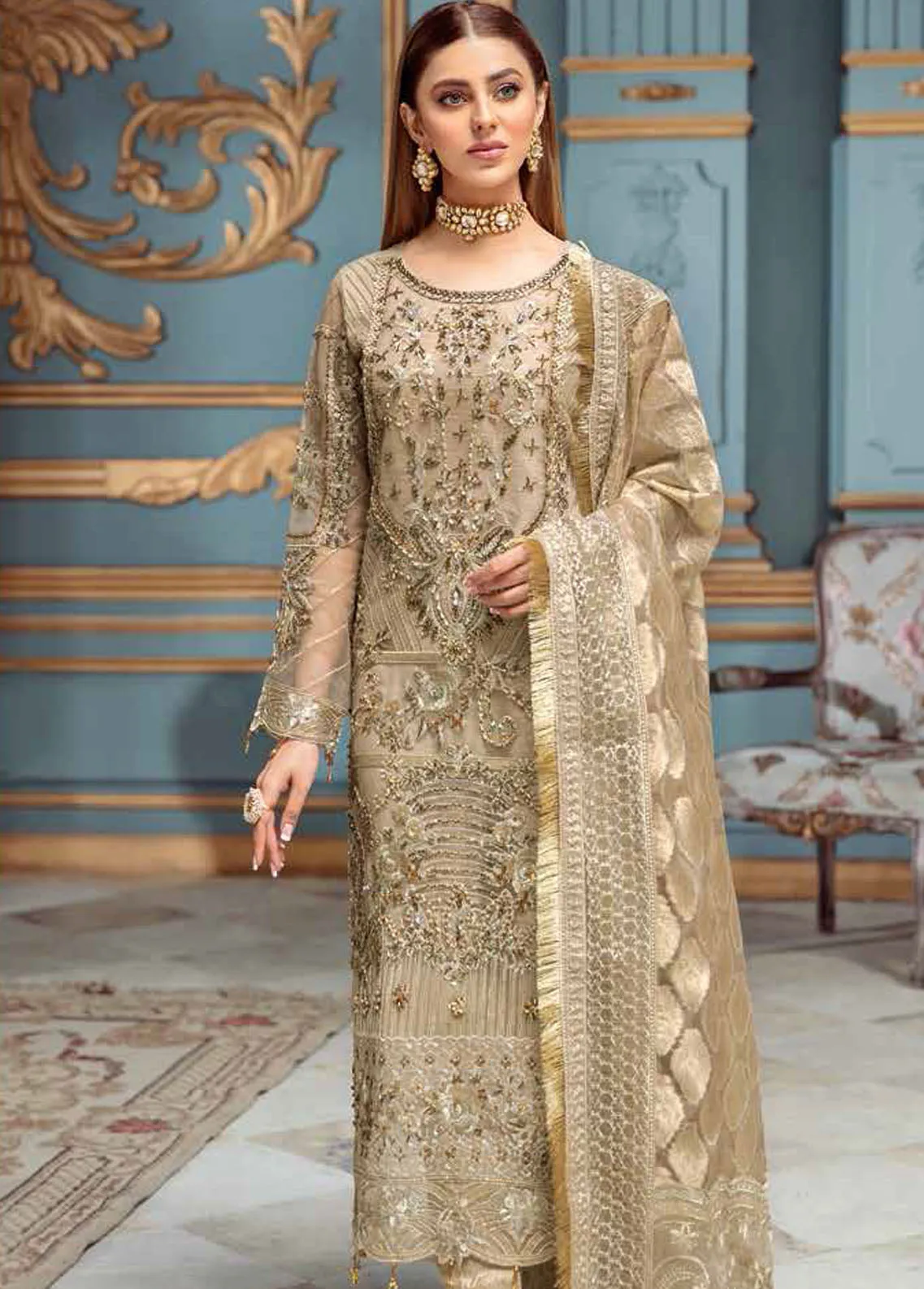 Ramsha Unstitched 3 Piece Luxury Wedding Vol-01 Collection'2022-H-102