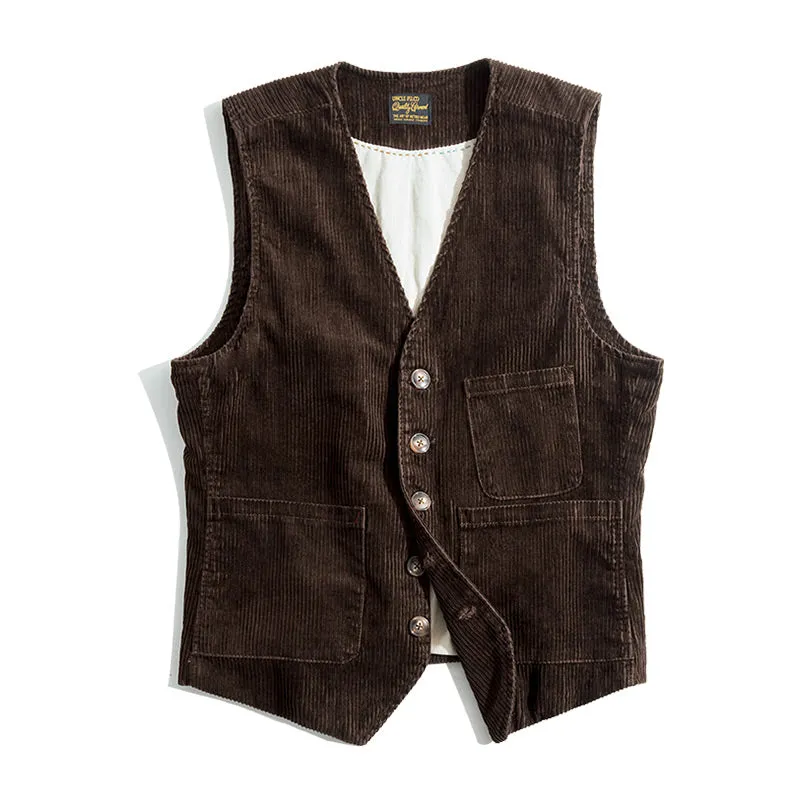 Retro Casual Corduroy Waistcoat