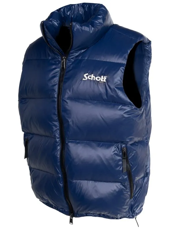 Schott N.Y.C NYLON DOWN FILLED VEST  MENS -ROYAL BLUE/NAVY