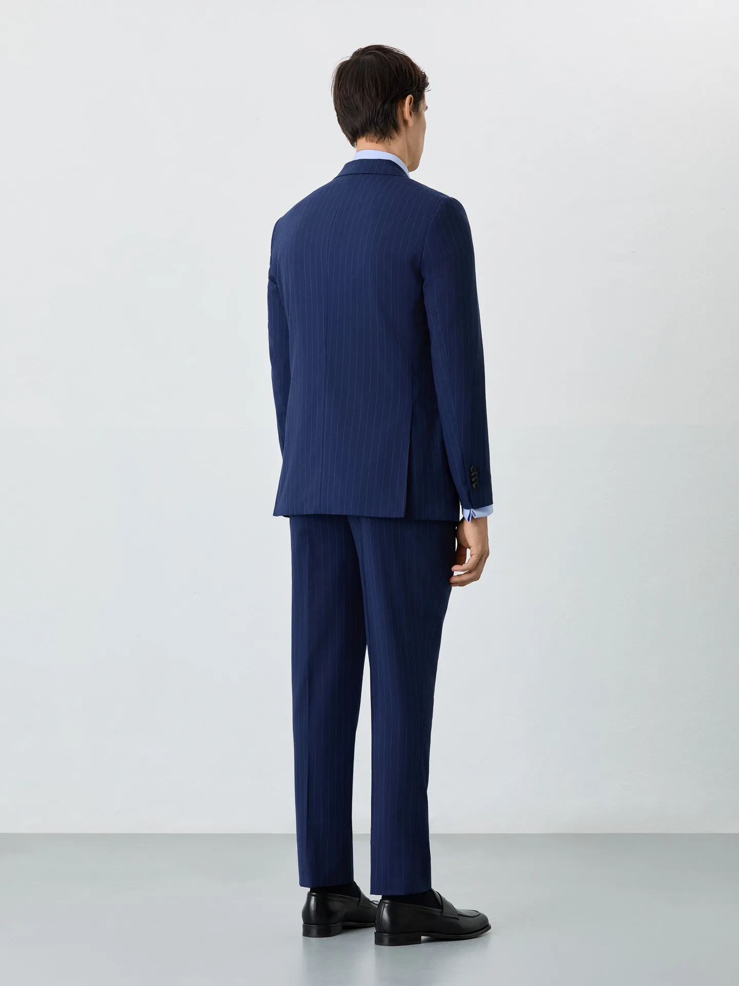 Slim Fit Suit In Wool With Stripes