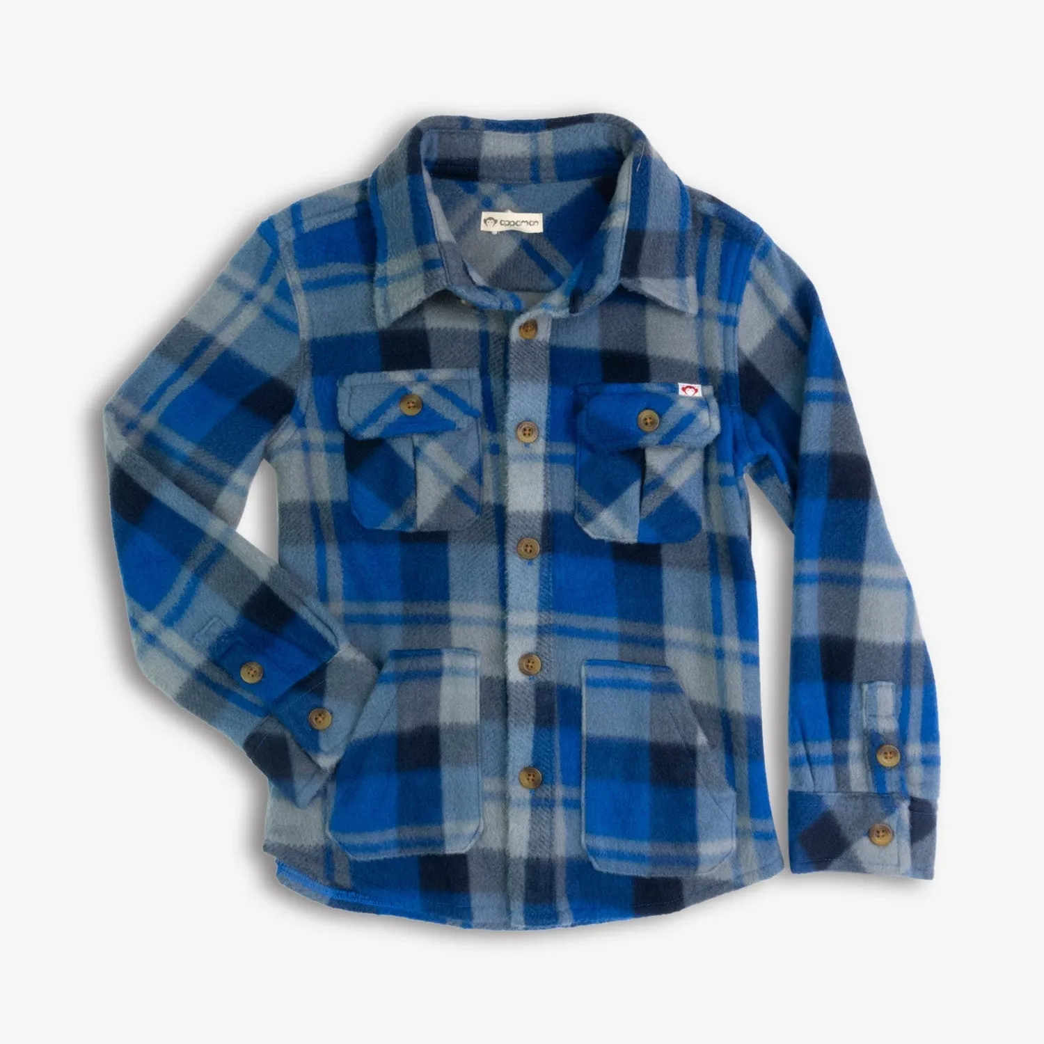 Snow Fleece Shirt | Blue/Taupe Plaid