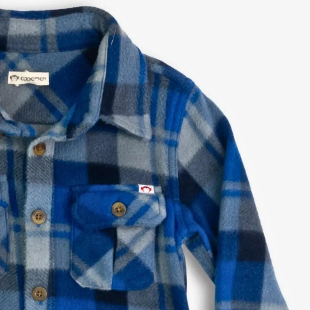 Snow Fleece Shirt | Blue/Taupe Plaid