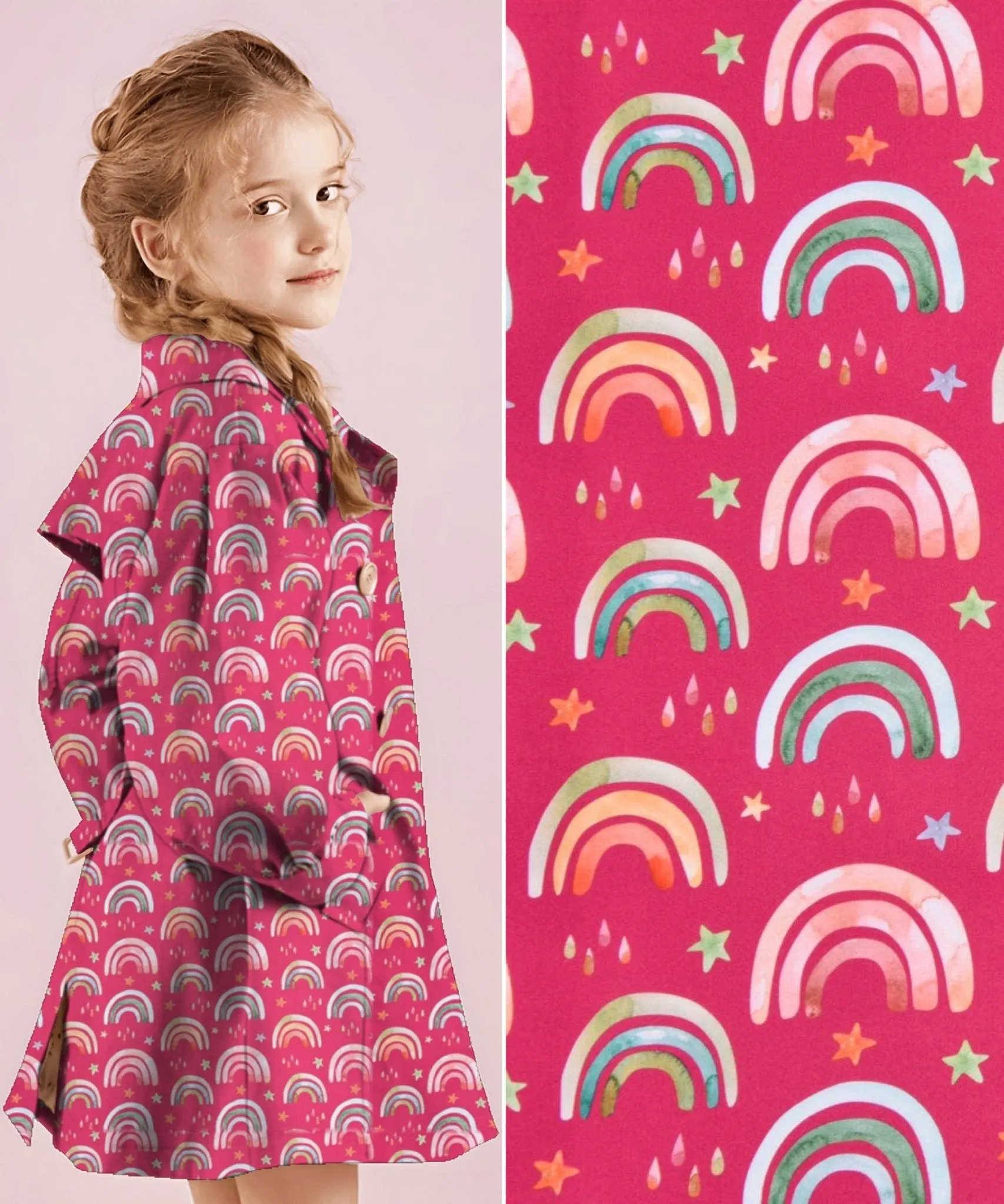 Softshell Digital Scattered Rainbow Print Fabric