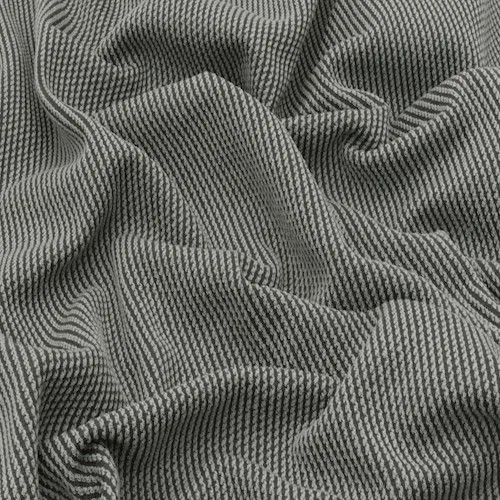 Stone Gray/White Striped Texture Double Knit Fabric