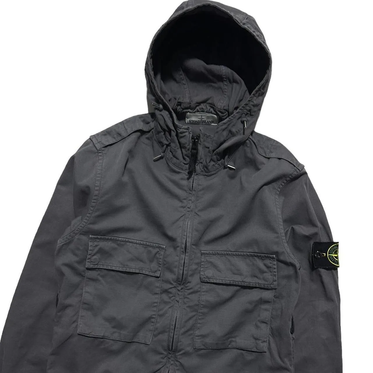 Stone Island Grey Canvas Hooded Jacket