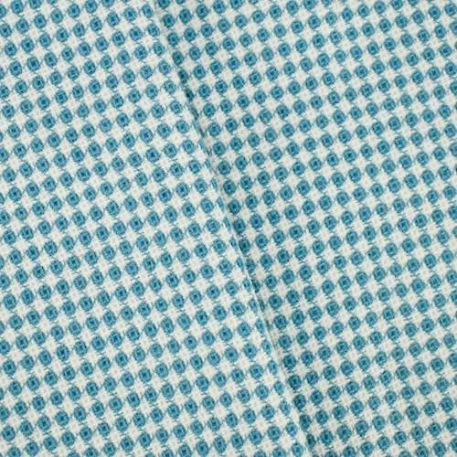 Teal/White Wool Blend  Textured Dobby Woven Jacketing Fabric