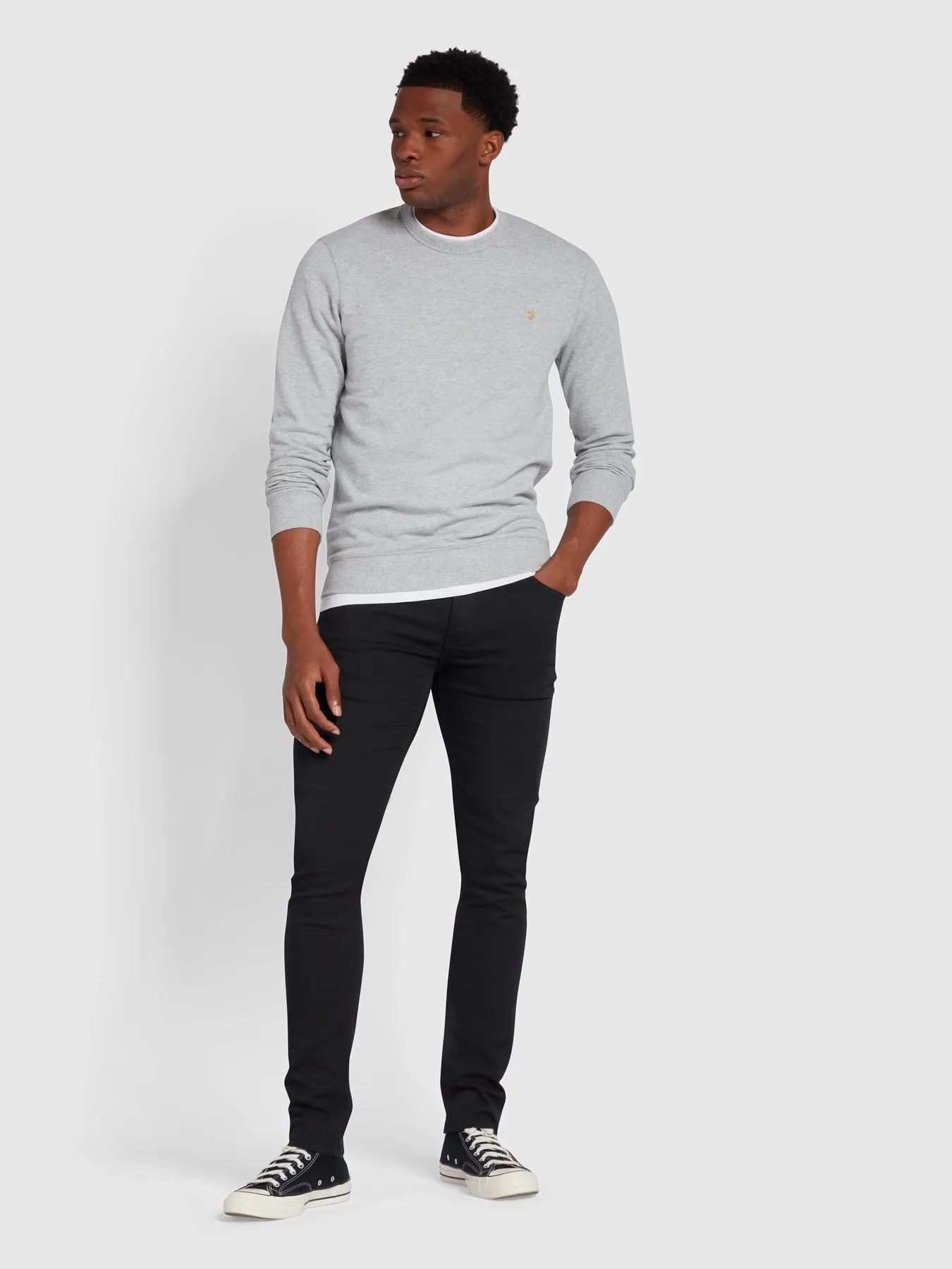 Tim Organic Cotton Crew Neck Sweatshirt In Light Grey Marl