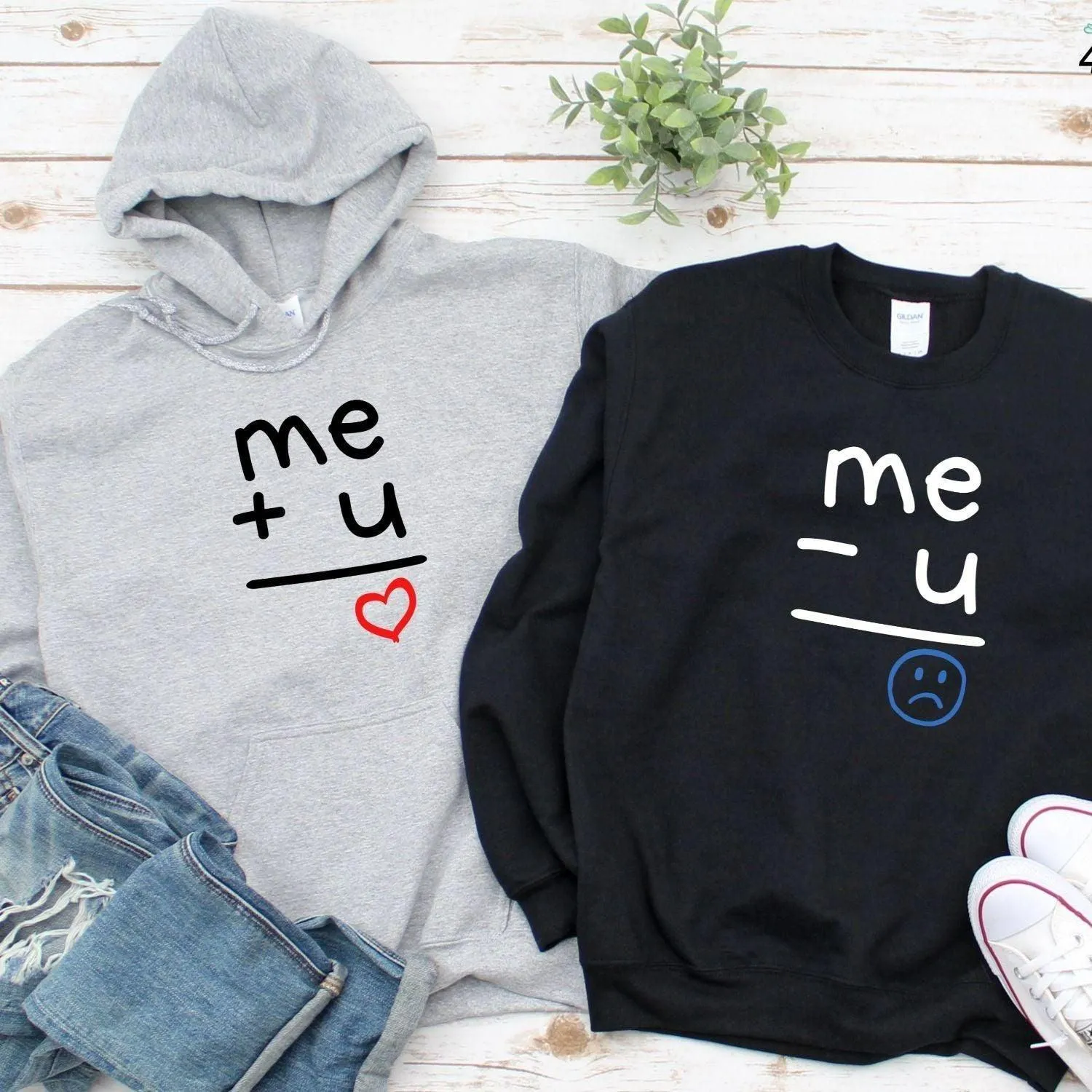 Valentine's Matching Set: Equation of Love Hoodie & Lovers T-shirt, Gift for Couples