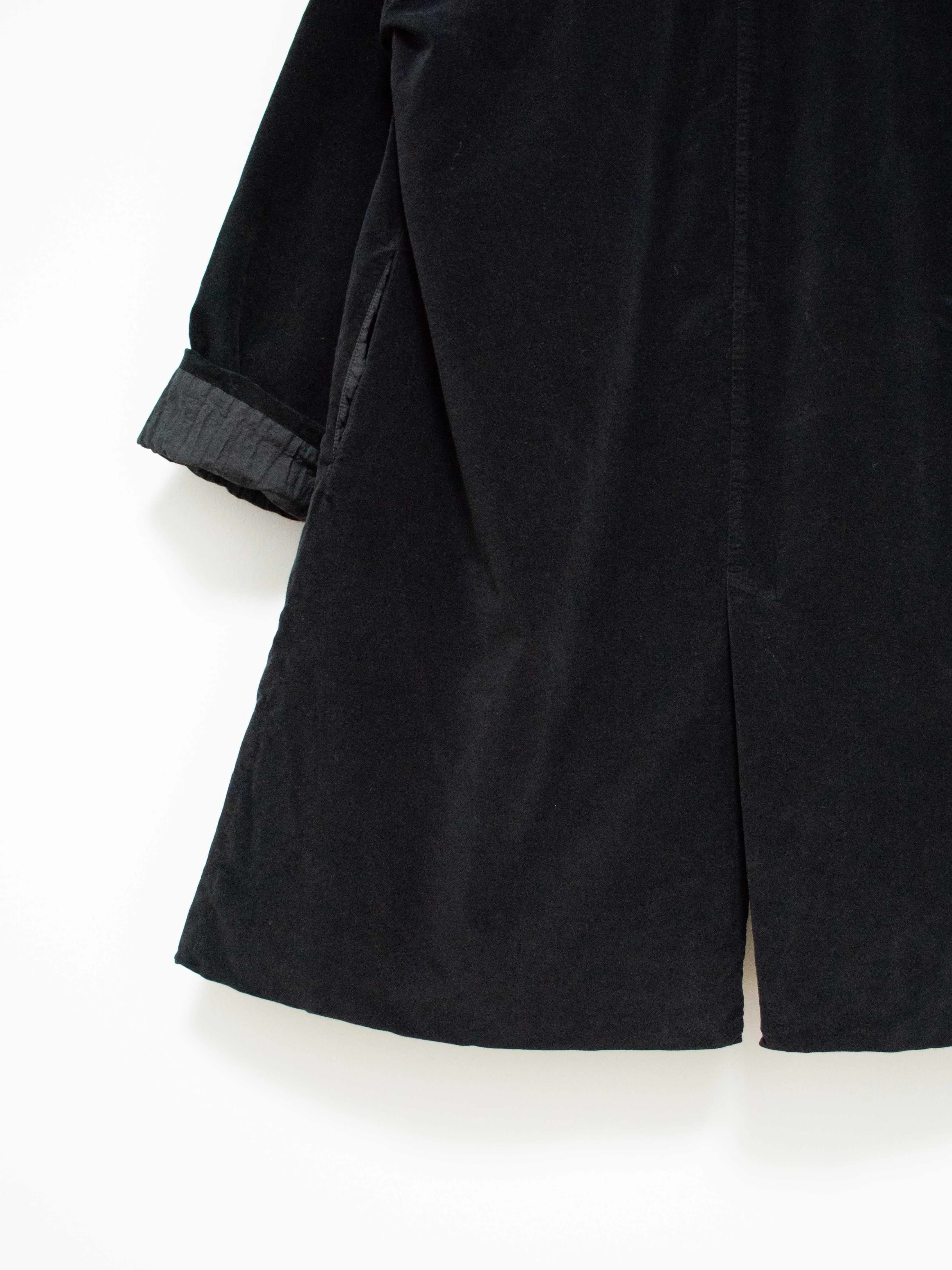 Velvet Collar Coat - Black