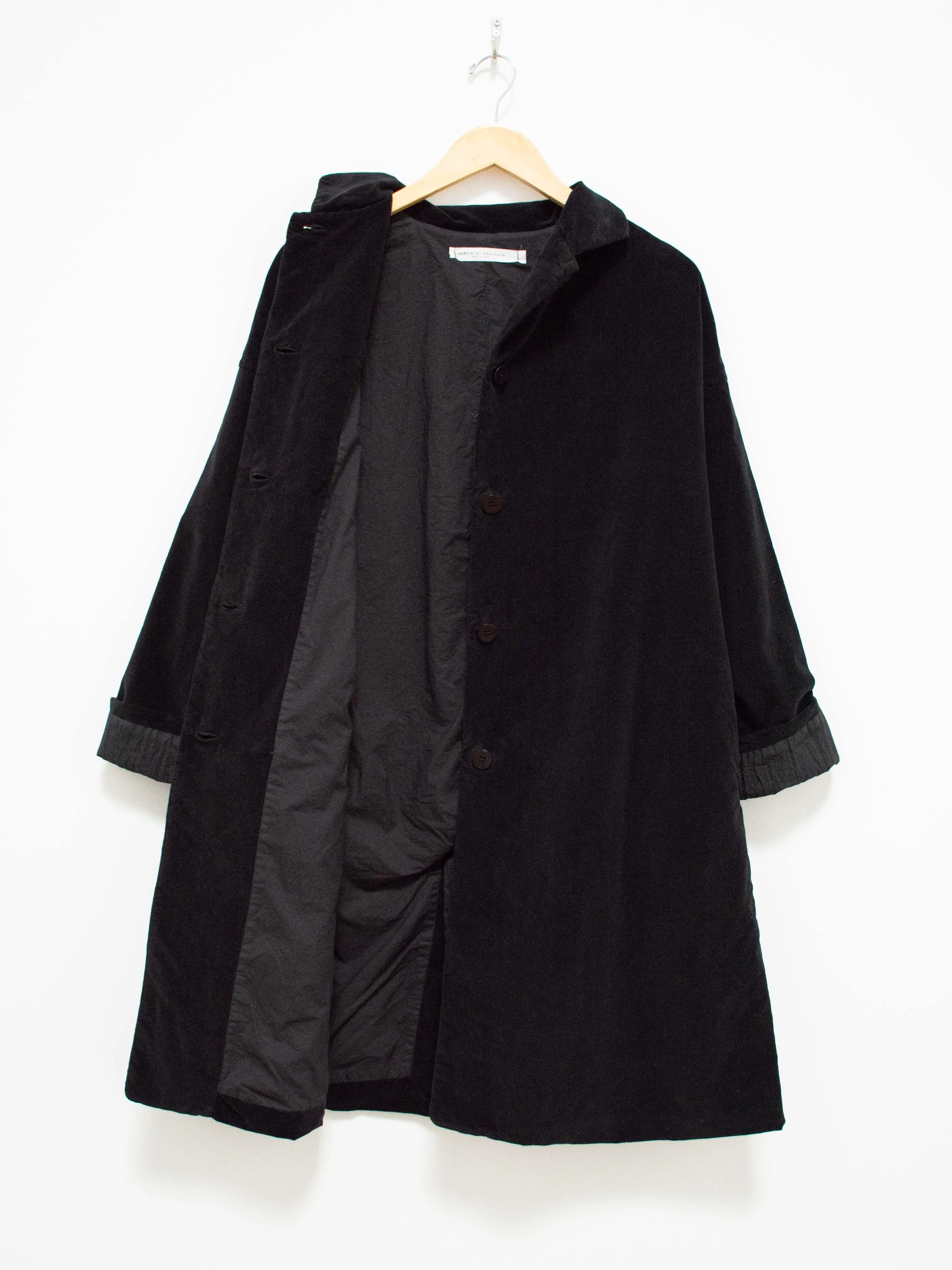 Velvet Collar Coat - Black