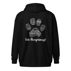 Vet Receptionist Pawprint Unisex Zip Hoodie