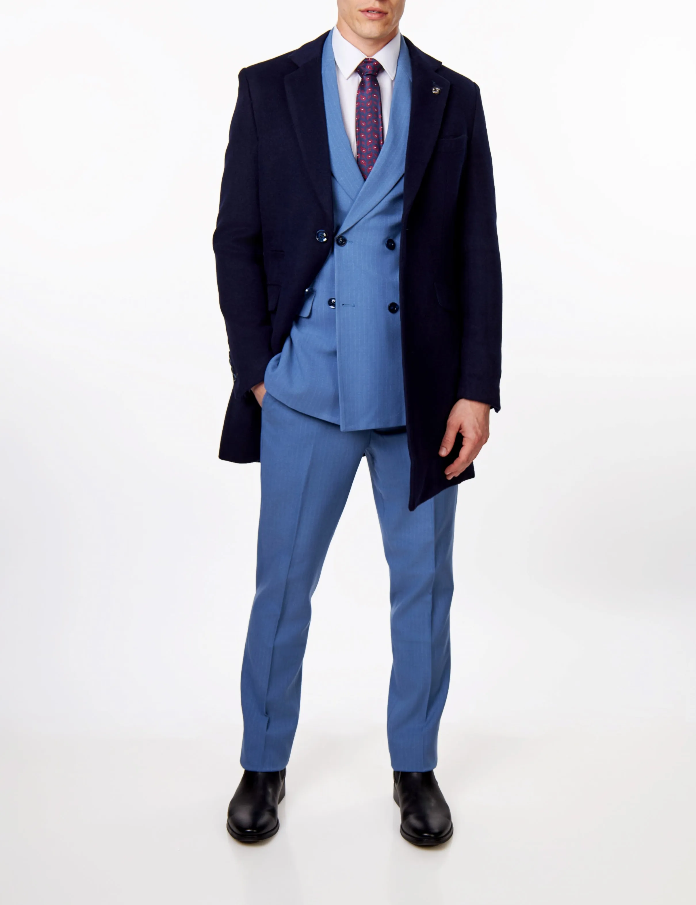 WILLIAM – BLUE DOUBLE BREASTED PINSTRIPE SUIT