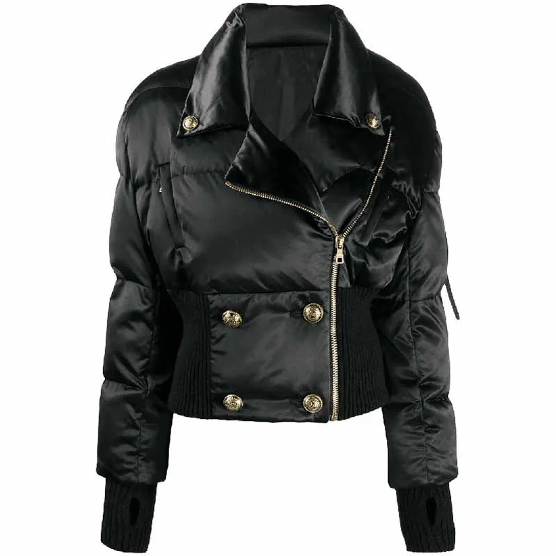 Women's Asymmetric-zip Down Filled Coat Short Puffer Jackets