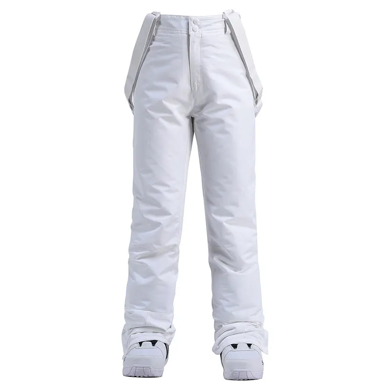 Women's Insulated Mountains Aurora White Winter Snow Pants Ski Bibs